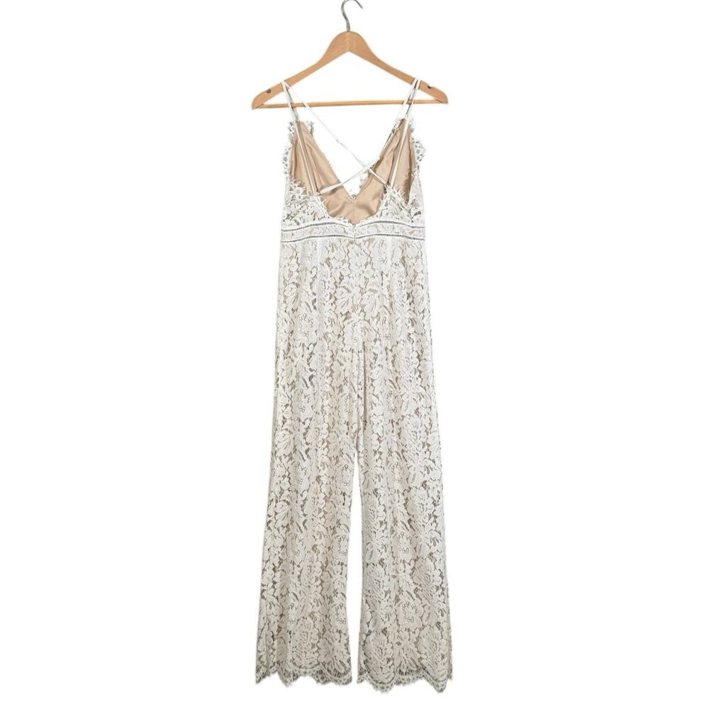 Aakaa Lace Jumpsuit Medium Ivory Wide Leg Boho Bridal Romantic - Picture 3 of 9